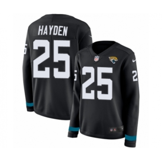 Women's Nike Jacksonville Jaguars #25 D.J. Hayden Limited Black Therma Long Sleeve NFL Jersey - Ujersey