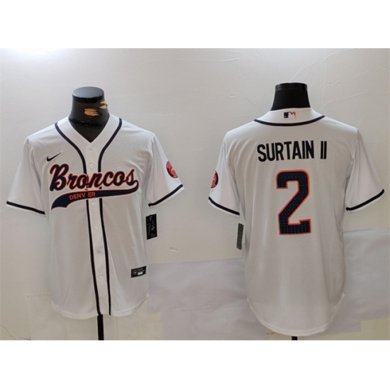 Men's Denver Broncos #2 Pat Surtain II White Cool Base Stitched Baseball Jersey - Ujersey