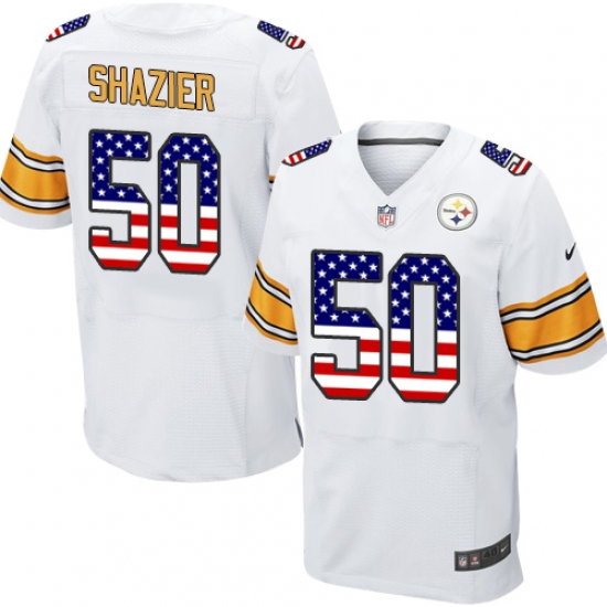 Men's Nike Pittsburgh Steelers #50 Ryan Shazier Elite White Road USA Flag Fashion NFL Jersey - ujerseystore