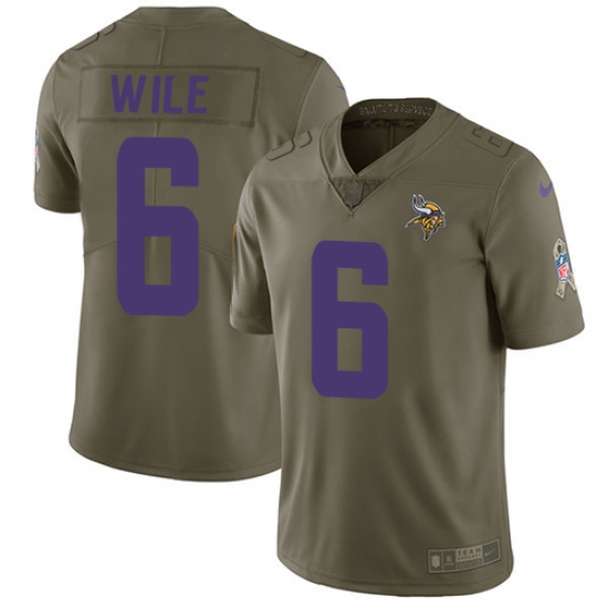 Men's Nike Minnesota Vikings #6 Matt Wile Limited Olive 2017 Salute to Service NFL Jersey - Ujersey