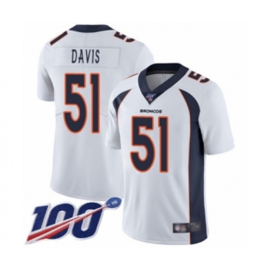 Men's Denver Broncos #51 Todd Davis White Vapor Untouchable Limited Player 100th Season Football Jersey - Ujersey