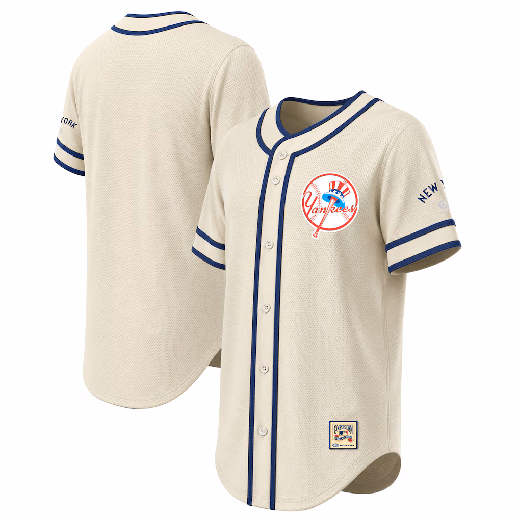 Men's New York Yankees Stitches Natural Throwback Fashion Jersey