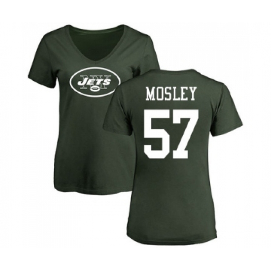 Football Women's New York Jets #57 C.J. Mosley Green Name & Number Logo T-Shirt - Ujersey