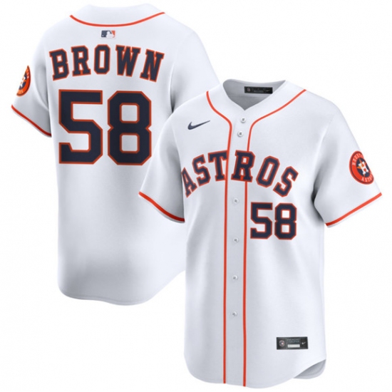 Men's Houston Astros #58 Hunter Brown White 2025 Home Limited Stitched Baseball Jersey - Ujersey