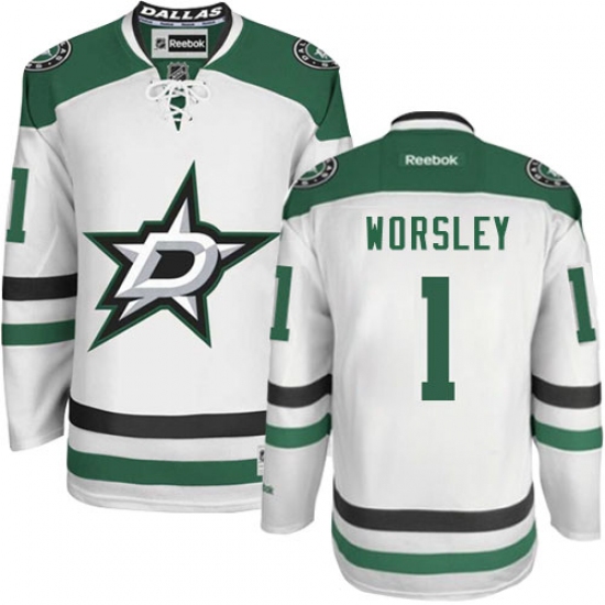 Youth Reebok Dallas Stars #1 Gump Worsley Authentic White Away NHL Jersey - Ujersey