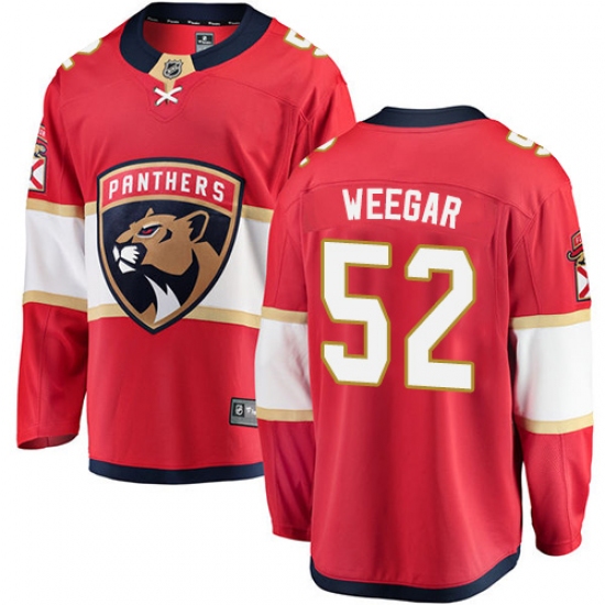 Men's Florida Panthers #52 MacKenzie Weegar Fanatics Branded Red Home Breakaway NHL Jersey - Ujersey