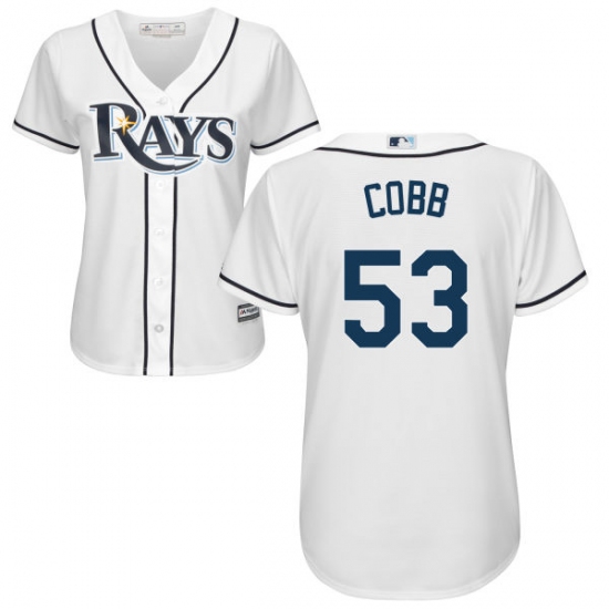 Women's Majestic Tampa Bay Rays #53 Alex Cobb Authentic White Home Cool Base MLB Jersey - Ujersey