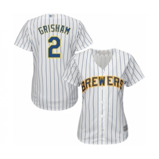 Women's Milwaukee Brewers #2 Trent Grisham Authentic White Alternate Cool Base Baseball Player Jersey