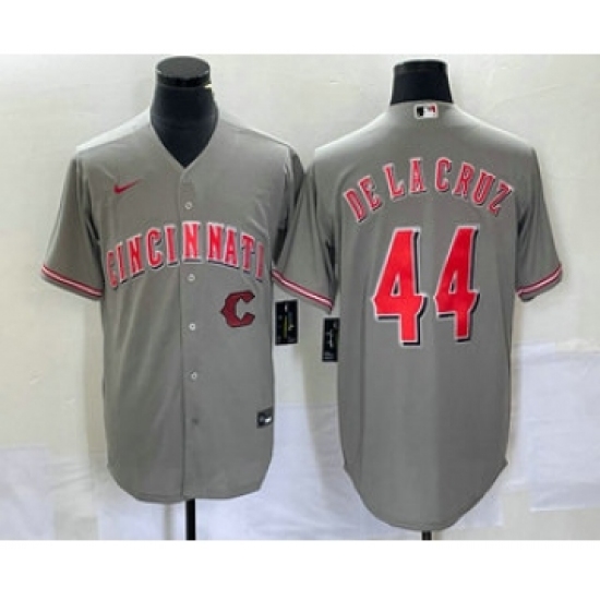 Men's Nike Cincinnati Reds #44 Elly De La Cruz Grey Cool Base Stitched Baseball Jersey1 - Ujersey