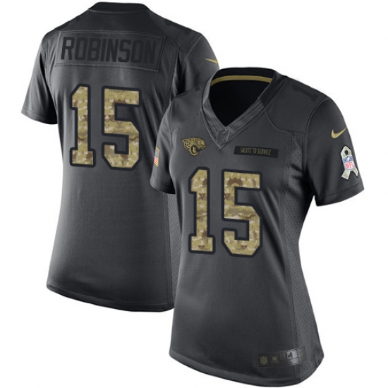 Women's Nike Jacksonville Jaguars #15 Allen Robinson Limited Black 2016 Salute to Service NFL Jersey - Ujersey