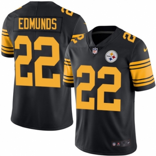 Men's Nike Pittsburgh Steelers #22 Terrell Edmunds Limited Black Rush Vapor Untouchable NFL Jersey - Ujersey