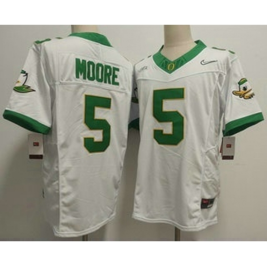 Men's Oregon Ducks #5 Dakorien Moore White FUSE College Football Jersey - Ujersey