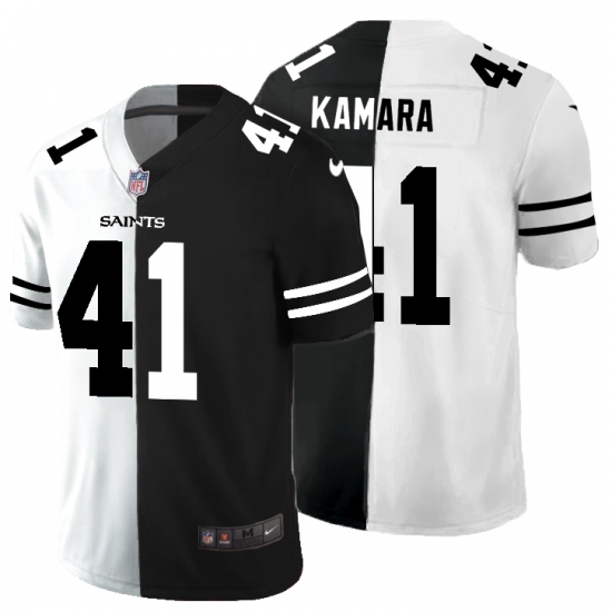 Men's New Orleans Saints #41 Alvin Kamara Black White Limited Split Fashion Football Jersey - Ujersey