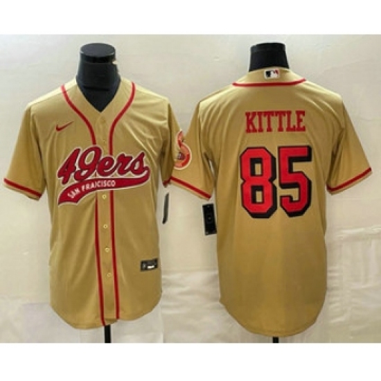Men's San Francisco 49ers #85 George Kittle Gold Color Rush Cool Base Stitched Baseball Jersey - Ujersey