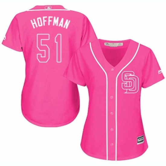 Women's Majestic San Diego Padres #51 Trevor Hoffman Authentic Pink Fashion Cool Base MLB Jersey - Ujersey