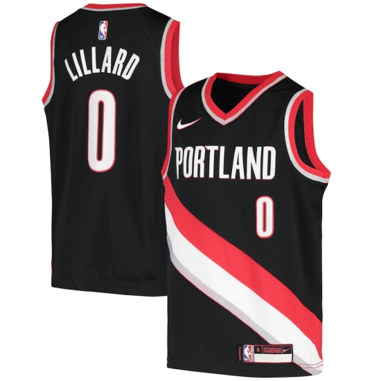 Youth Portland Trail Blazers #0 Damian Lillard Nike Black 2020-21 Swingman Jersey - Ujersey