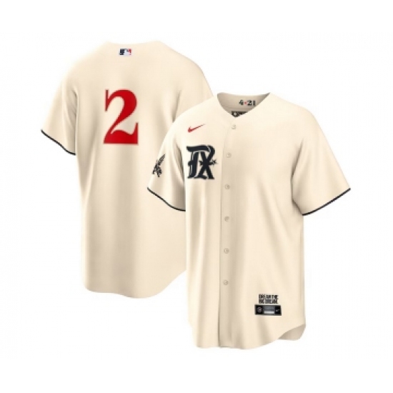 Men's Texas Rangers #2 Marcus Semien Cream 2023 City Connect Cool Base Stitched Baseball Jersey - Ujersey