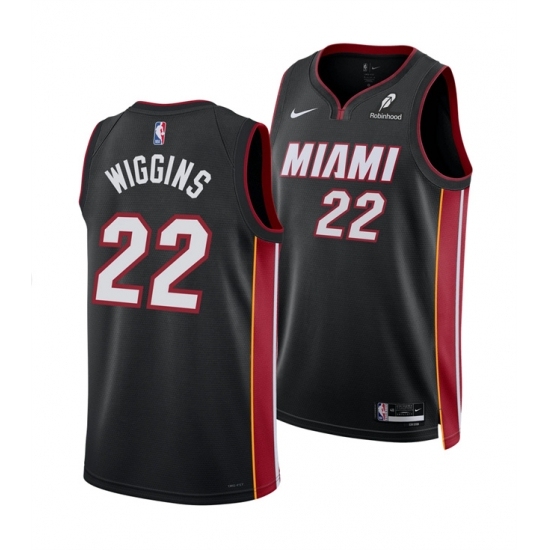 Men's Miami Heat #22 Andrew Wiggins Black 2025 Icon Edition Swingman Stitched Basketball Jersey - Ujersey