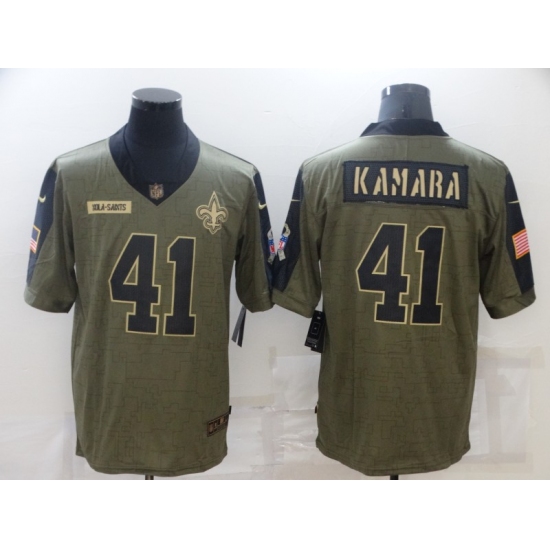 Men's New Orleans Saints #41 Alvin Kamara Nike Olive 2021 Salute To Service Limited Player Jersey - Ujersey