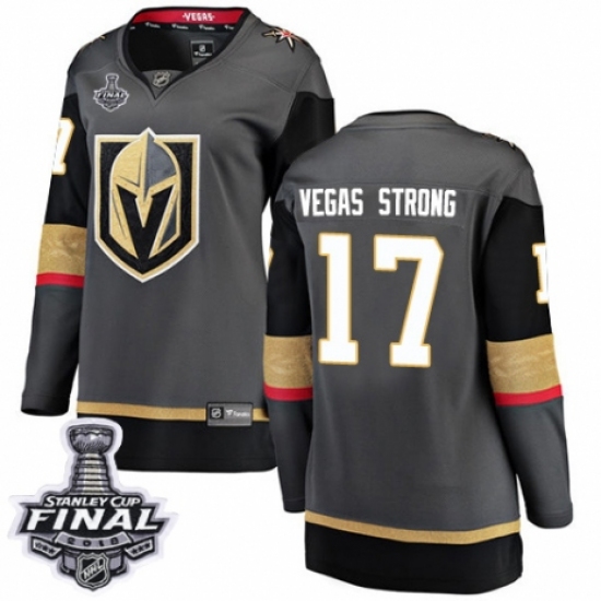Women's Vegas Golden Knights #17 Vegas Strong Authentic Black Home Fanatics Branded Breakaway 2018 Stanley Cup Final NHL Jersey - Ujersey