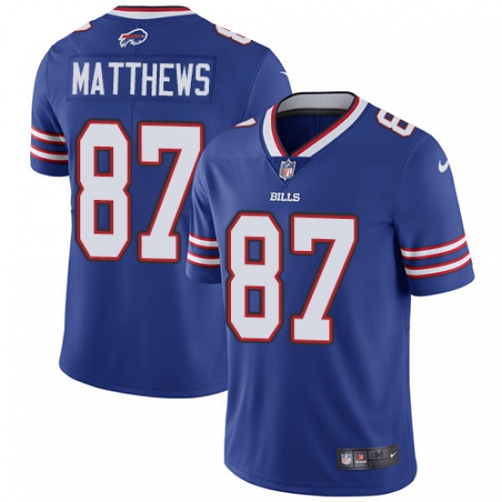 Youth Nike Buffalo Bills #87 Jordan Matthews Royal Blue Team Color Vapor Untouchable Limited Player NFL Jersey - Ujersey
