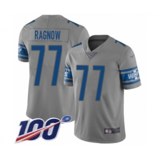 Men's Detroit Lions #77 Frank Ragnow Limited Gray Inverted Legend 100th Season Football Jersey - Ujersey