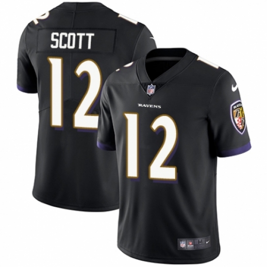 Youth Nike Baltimore Ravens #12 Jaleel Scott Black Alternate Vapor Untouchable Limited Player NFL Jersey - Ujersey