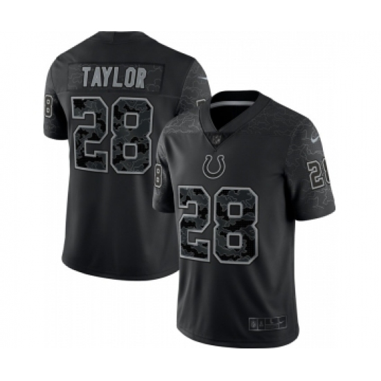 Men's Indianapolis Colts #28 Jonathan Taylor Black Reflective Limited Stitched Football Jersey - Ujersey