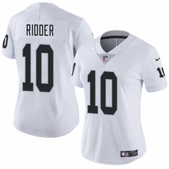 Women's Las Vegas Raiders #10 Desmond Ridder White Vapor Stitched Jersey(Run Small) - Ujersey