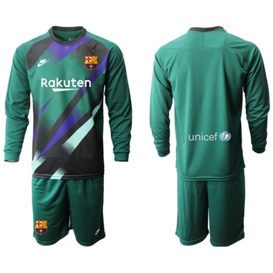 Barcelona Blank Green Goalkeeper Long Sleeves Soccer Club Jersey