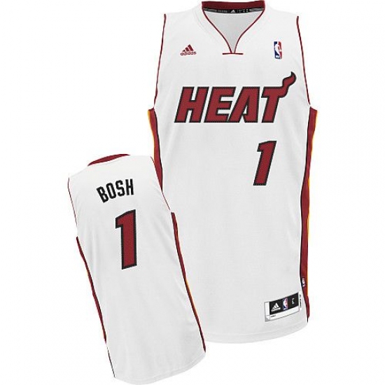 Youth Adidas Miami Heat #1 Chris Bosh Swingman White Home NBA Jersey - Ujersey
