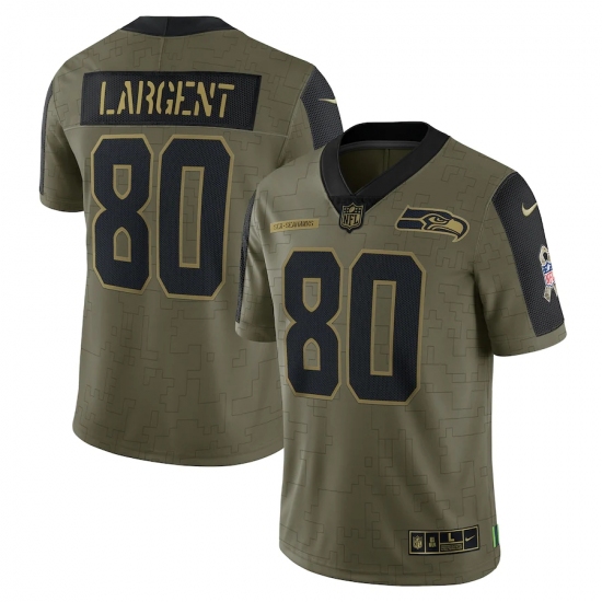 Men's Seattle Seahawks #80 Steve Largent Nike Olive 2021 Salute To Service Retired Player Limited Jersey - Ujersey