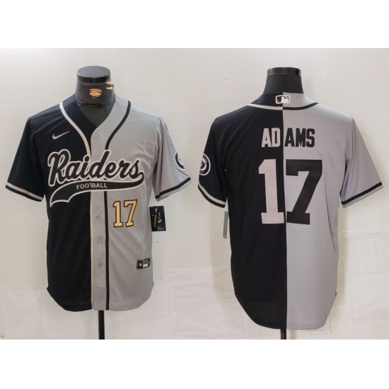 Men's Las Vegas Raiders #17 Davante Adams Number Grey Black Split Cool Base Stitched Baseball Jersey - Ujersey