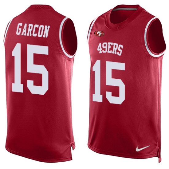 Men's Nike San Francisco 49ers #15 Pierre Garcon Limited Red Player Name & Number Tank Top NFL Jersey - Ujersey