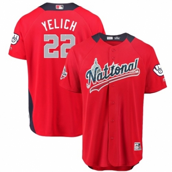 Men's Majestic Milwaukee Brewers #22 Christian Yelich Game Red National League 2018 MLB All-Star MLB Jersey - Ujersey