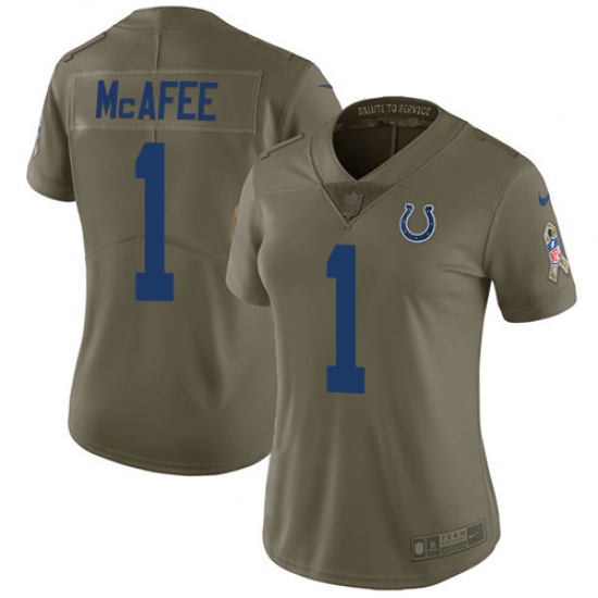 Women's Nike Indianapolis Colts #1 Pat McAfee Limited Olive 2017 Salute to Service NFL Jersey - Ujersey