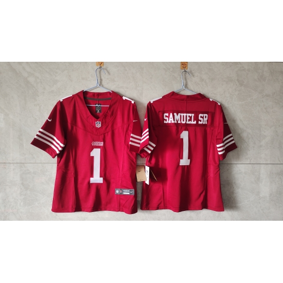 Women's San Francisco 49ers #1 Deebo Samuel Sr. Red F.U.S.E Vapor Untouchable Stitched Jersey(Run Small) - Ujersey