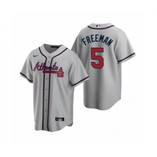 Youth Atlanta Braves #5 Freddie Freeman Nike Gray 2020 Replica Road Jersey - Ujersey