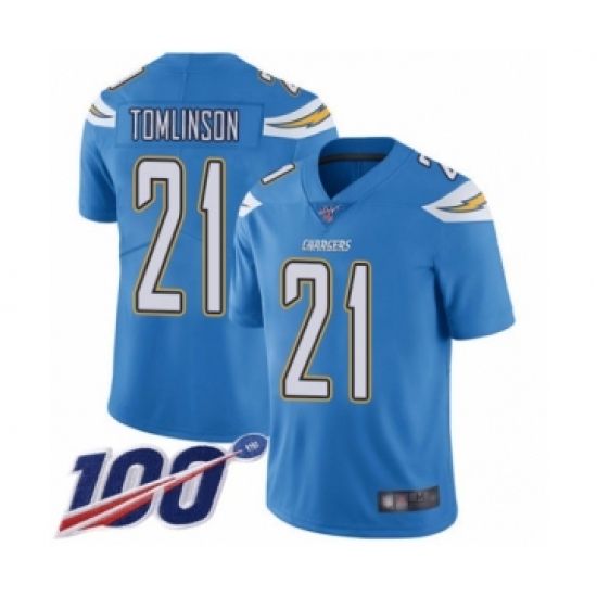 Men's Los Angeles Chargers #21 LaDainian Tomlinson Electric Blue Alternate Vapor Untouchable Limited Player 100th Season Football Jersey - Ujersey