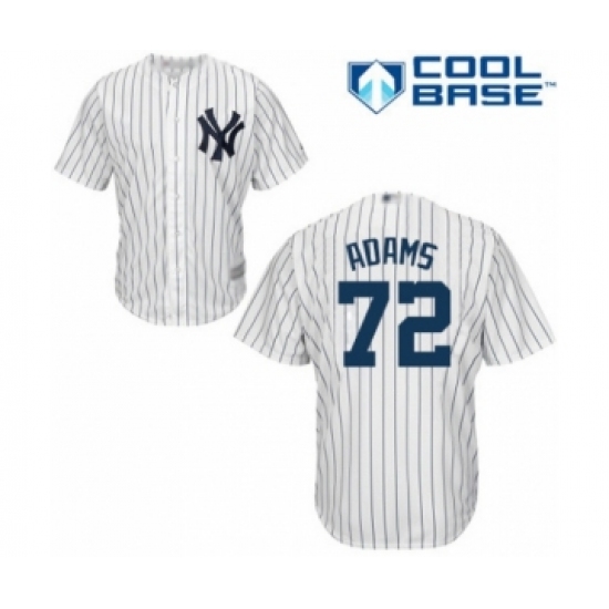 Youth New York Yankees #72 Chance Adams Authentic White Home Baseball Player Jersey - Ujersey