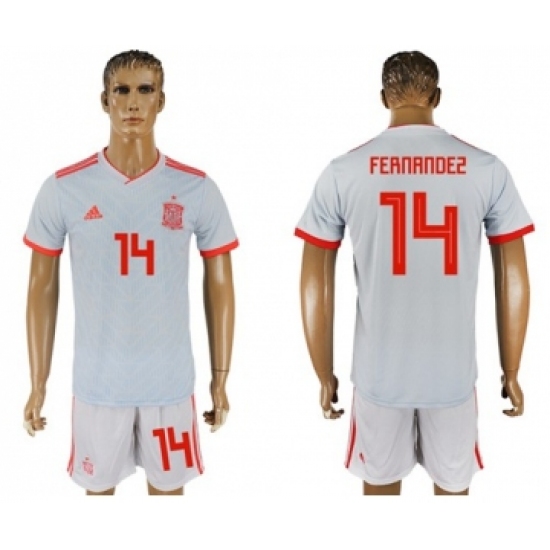 Spain #14 Fernandez Away Soccer Country Jersey