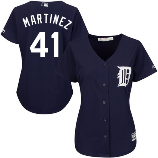 Women's Majestic Detroit Tigers #41 Victor Martinez Authentic Navy Blue Alternate Cool Base MLB Jersey - Ujersey