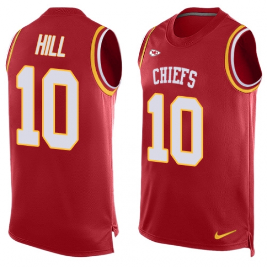 Men's Nike Kansas City Chiefs #10 Tyreek Hill Limited Red Player Name & Number Tank Top NFL Jersey - Ujersey