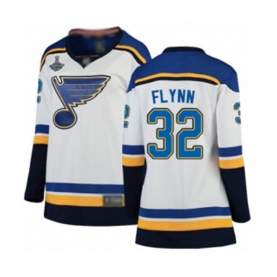 Women's St. Louis Blues #32 Brian Flynn Fanatics Branded White Away Breakaway 2019 Stanley Cup Champions Hockey Jersey - Ujersey