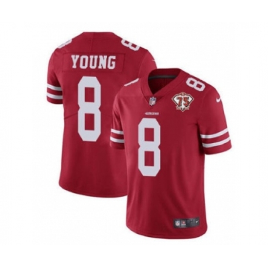Men's San Francisco 49ers #8 Steve Young Red 2021 75th Anniversary Vapor Untouchable Limited Jersey - Ujersey
