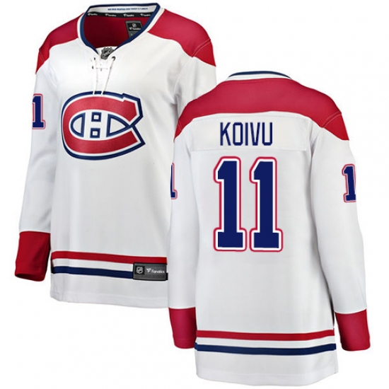 Women's Montreal Canadiens #11 Saku Koivu Authentic White Away Fanatics Branded Breakaway NHL Jersey - Ujersey