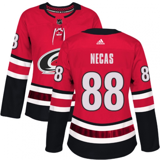 Women's Adidas Carolina Hurricanes #88 Martin Necas Authentic Red Home NHL Jersey - Ujersey
