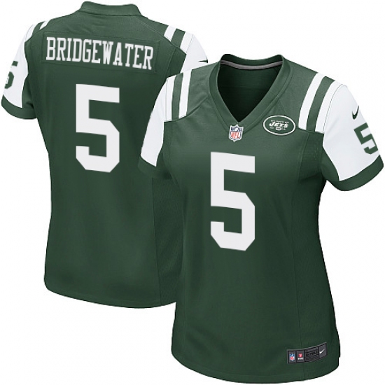 Women's Nike New York Jets #5 Teddy Bridgewater Game Green Team Color NFL Jersey - Ujersey