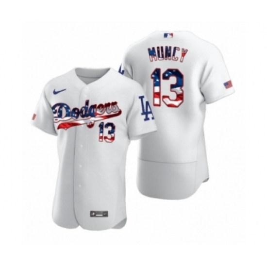 Men's Max Muncy #13 Los Angeles Dodgers White 2020 Stars & Stripes 4th of July Jersey - Ujersey