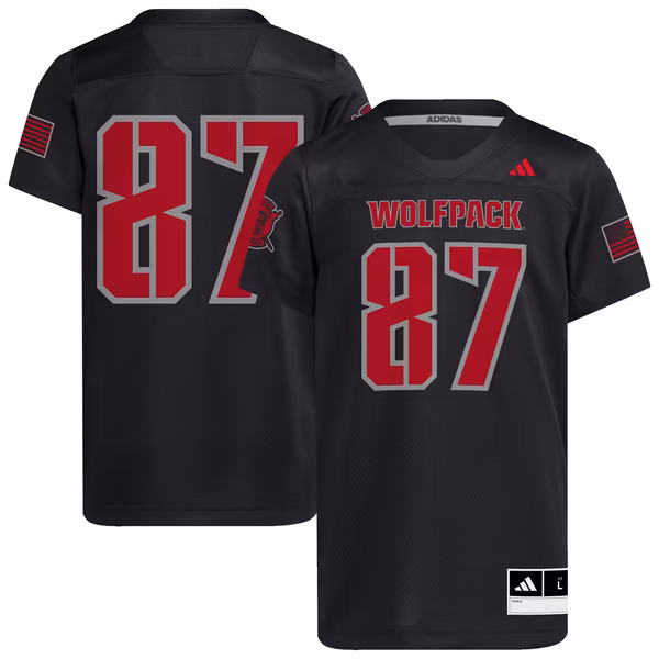 Youth adidas #87 Black NC State Wolfpack Honor & Support Strategy Football Jersey - Ujersey
